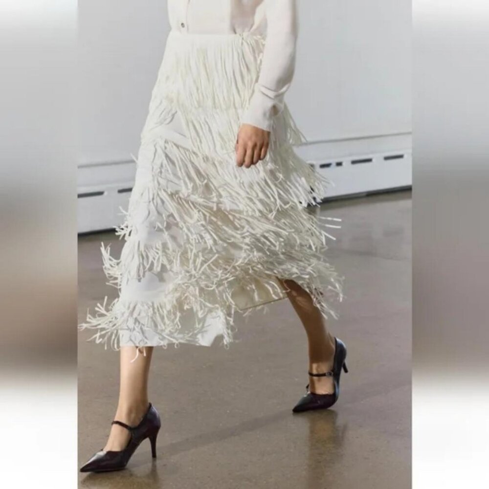 ZARA FRINGED PENCIL SKIRT ZW COLLECTION - Picture 1 of 8